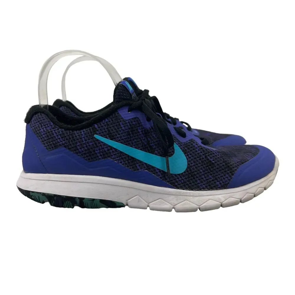 Nike Womens 8 Shoes Flex RN 4 Black Blue Athletic Sneakers Lace Up 749177-020